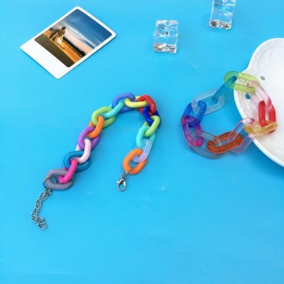 Colorful Rainbow Handmade Chain Candy Bracelet - Picture 3 of 7